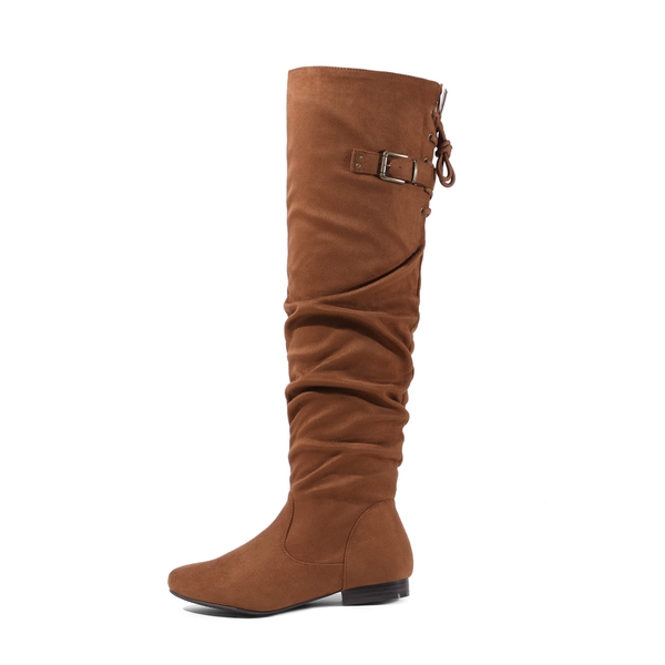 Winter Over The Knee Suede Boots - TAN - 3