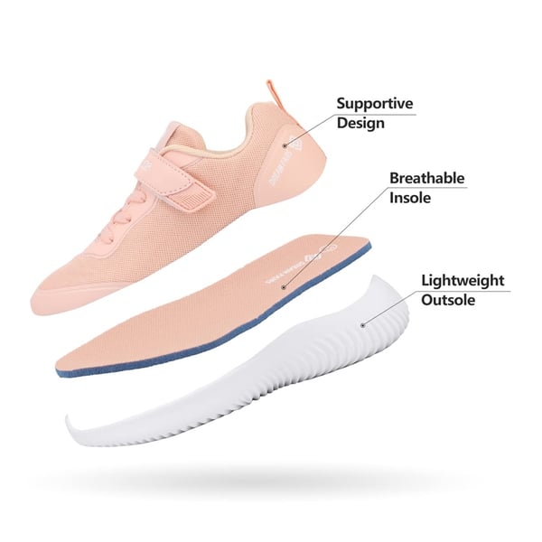 [EZ-Ons BreezeRunners] Breathable And Lightweight Kids Running Sneakers - CORAL - 4