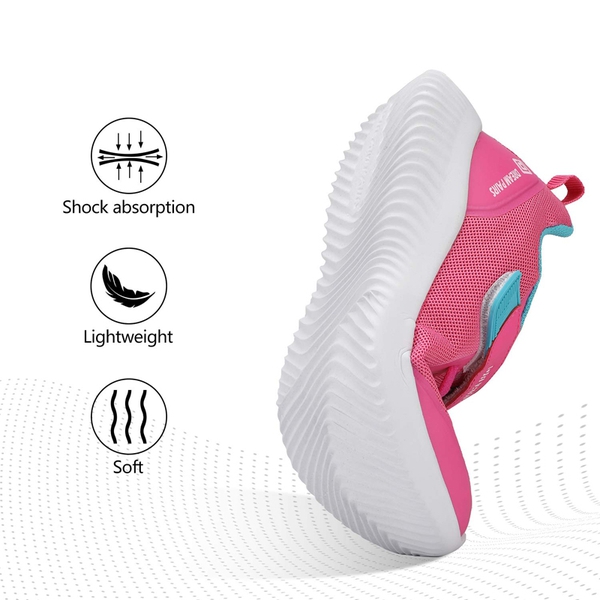 [EZ-Ons BreezeRunners] Breathable And Lightweight Kids Running Sneakers - FUCHSIA - 1