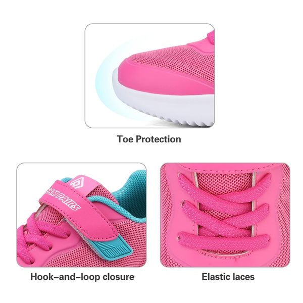 [EZ-Ons BreezeRunners] Breathable And Lightweight Kids Running Sneakers - FUCHSIA - 3