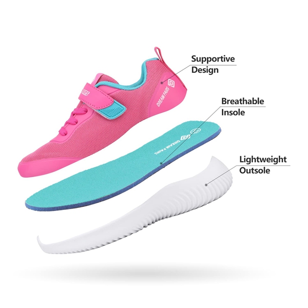 [EZ-Ons BreezeRunners] Breathable And Lightweight Kids Running Sneakers - FUCHSIA - 4