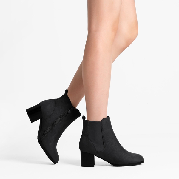 Chelsea Chunky Block Heel Booties - BLACK - 1