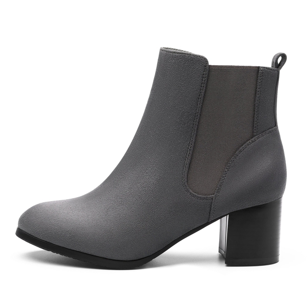 Chelsea Chunky Block Heel Booties - GREY - 2