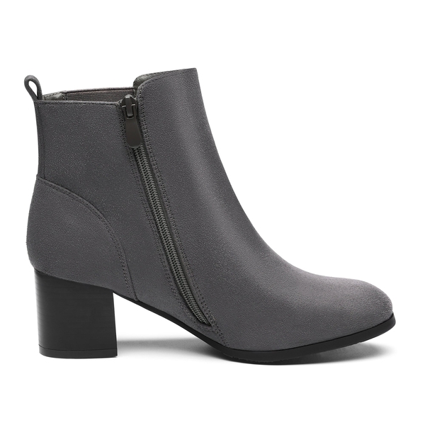 Chelsea Chunky Block Heel Booties - GREY - 3