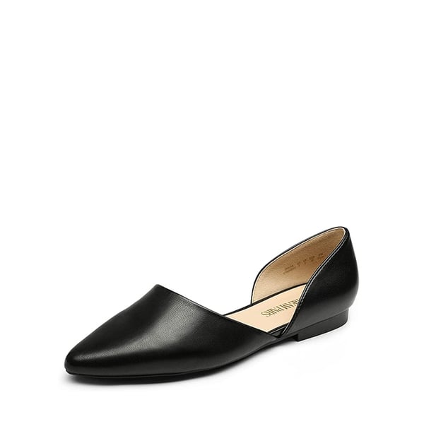 Pointed-Toe Slip on Flats - BLACK -  0