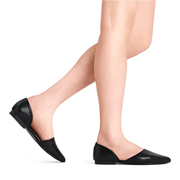 Pointed-Toe Slip on Flats - BLACK - 1