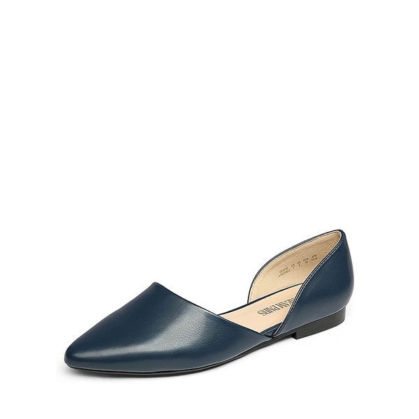 Pointed-Toe Slip on Flats - NAVY -  0