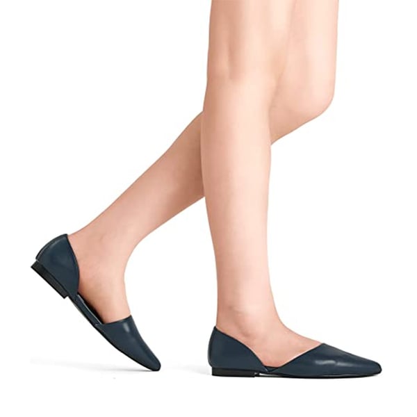 Pointed-Toe Slip on Flats - NAVY - 1