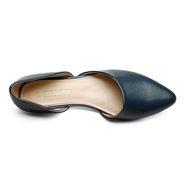 Pointed-Toe Slip on Flats - NAVY - 4