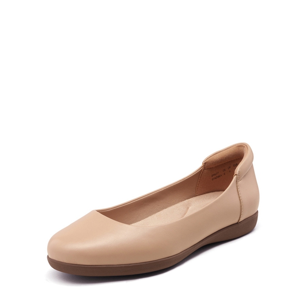 Round Toe Comfortable Work Ballet Flats - NUDE -  0