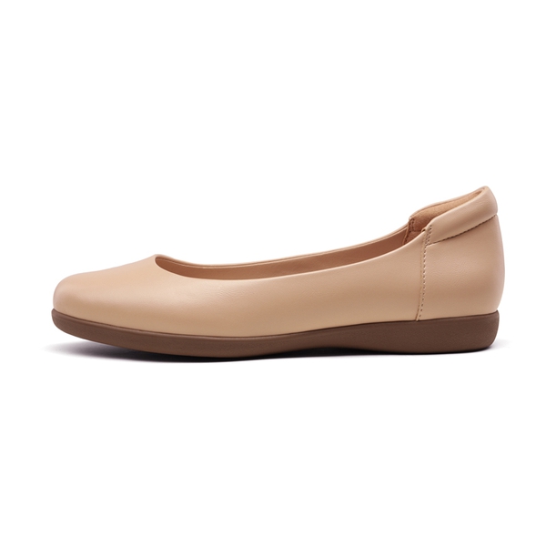 Round Toe Comfortable Work Ballet Flats - NUDE - 1