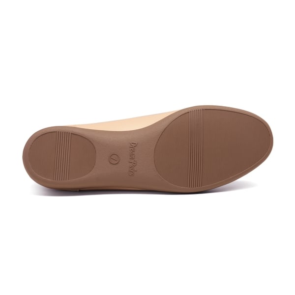 Round Toe Comfortable Work Ballet Flats - NUDE - 5