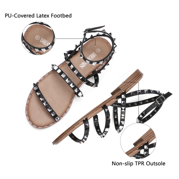 Clear Flat Gladiator Sandals - BLACK - 3