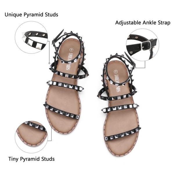 Clear Flat Gladiator Sandals - BLACK - 4