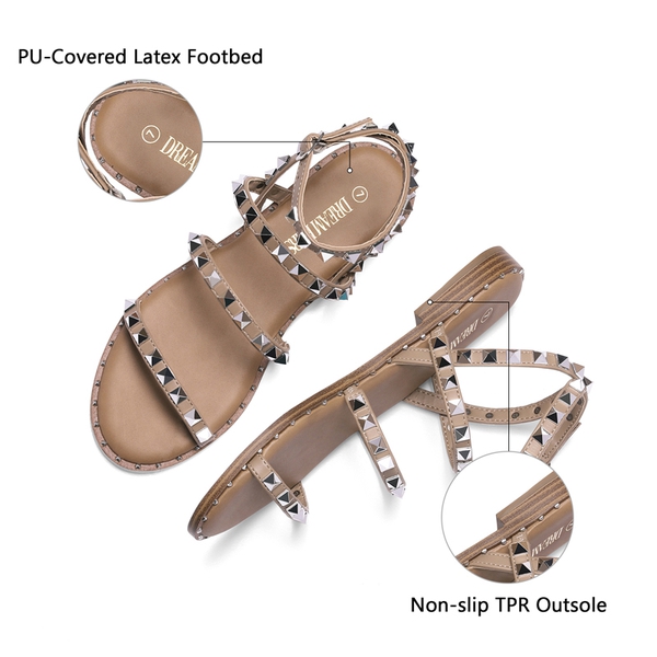 Clear Flat Gladiator Sandals - BROWN - 3