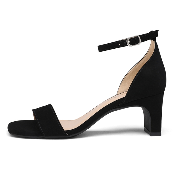 Square Toe Chunky Heel Sandals - BLACK - 2