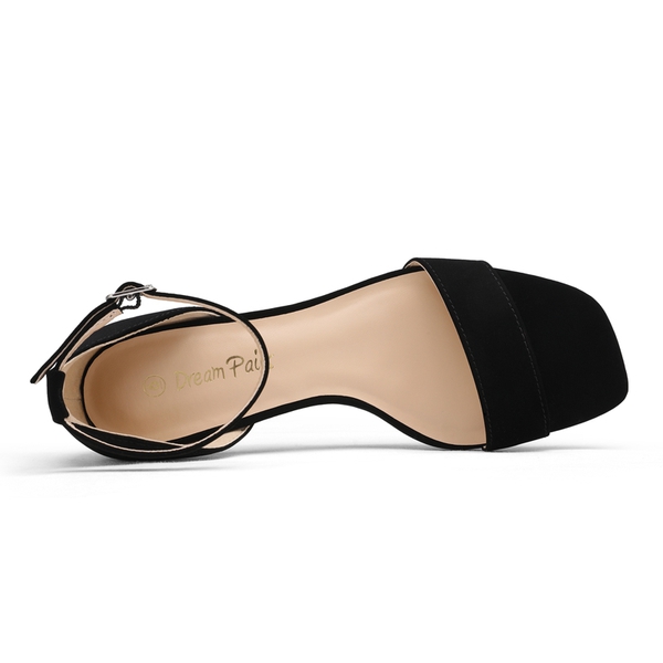 Square Toe Chunky Heel Sandals - BLACK - 3