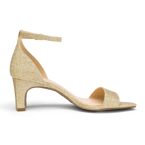 Square Toe Chunky Heel Sandals - GOLD - 2