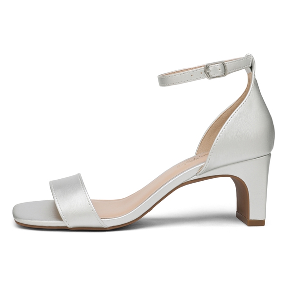 Square Toe Chunky Heel Sandals - SILVER - 1