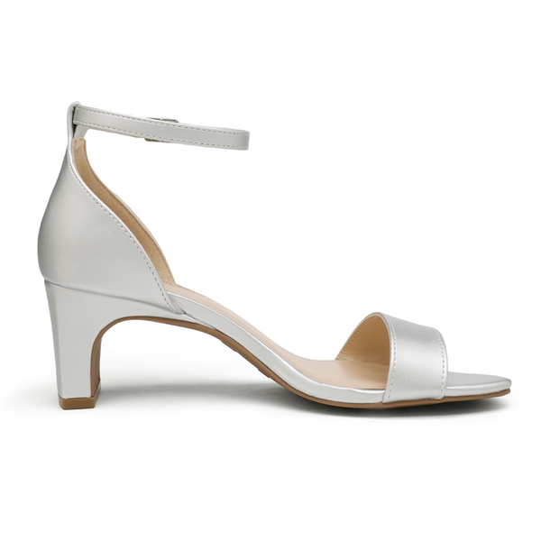Square Toe Chunky Heel Sandals - SILVER - 2