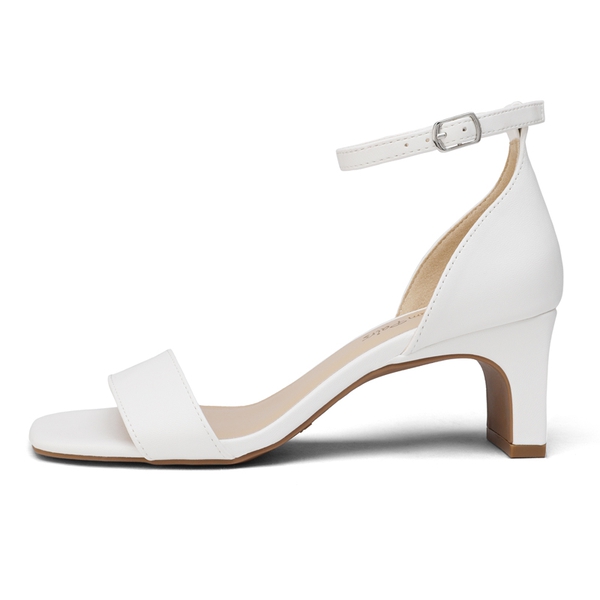 Square Toe Chunky Heel Sandals - WHITE - 1