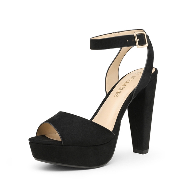 High Heel Platform Chunky Sandals - BLACK -  0