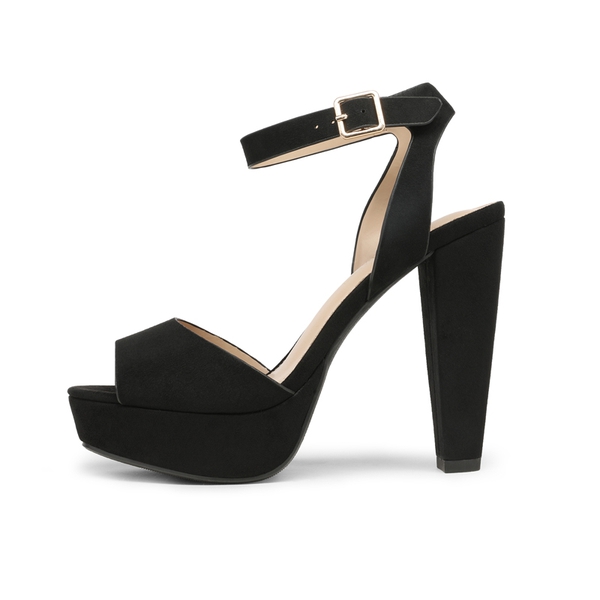 High Heel Platform Chunky Sandals - BLACK - 1