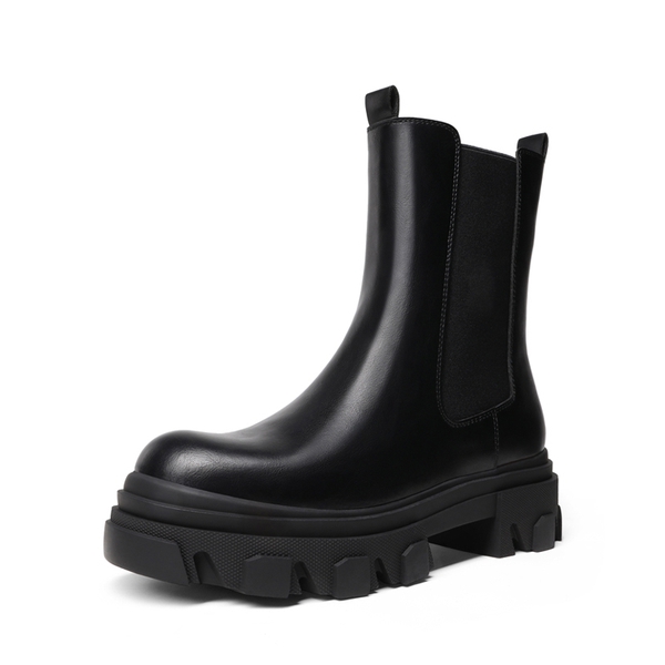 Mid Calf Chunky Chelsea Boots - BLACK -  0