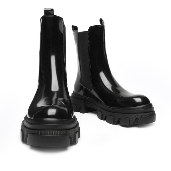Mid Calf Chunky Chelsea Boots - BLACK - 4