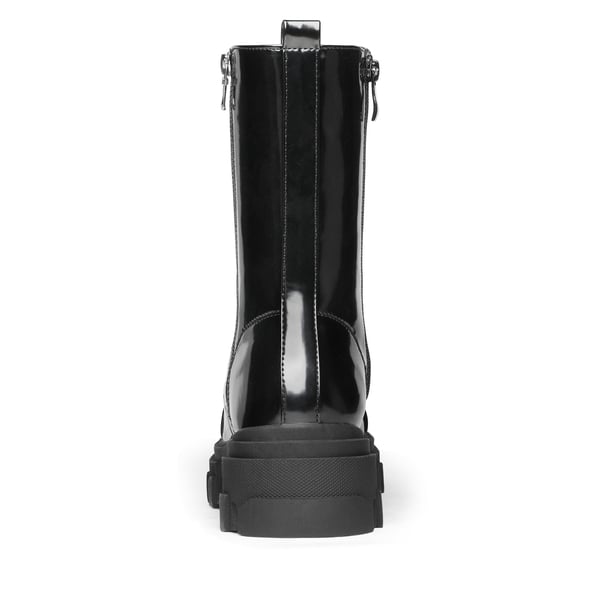 Mid Calf Combat Boots - BLACK - 2