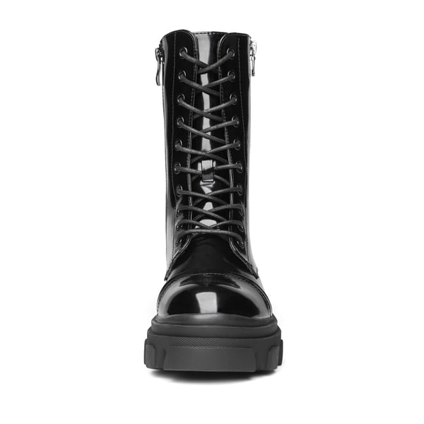 Mid Calf Combat Boots - BLACK - 3