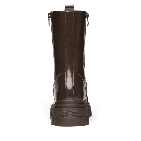 Mid Calf Combat Boots - BROWN - 2