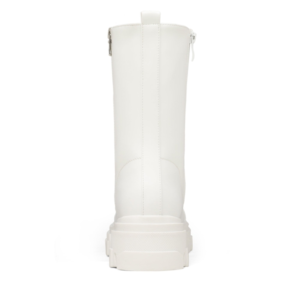 Mid Calf Combat Boots - WHITE - 2