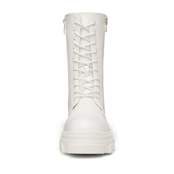 Mid Calf Combat Boots - WHITE - 3