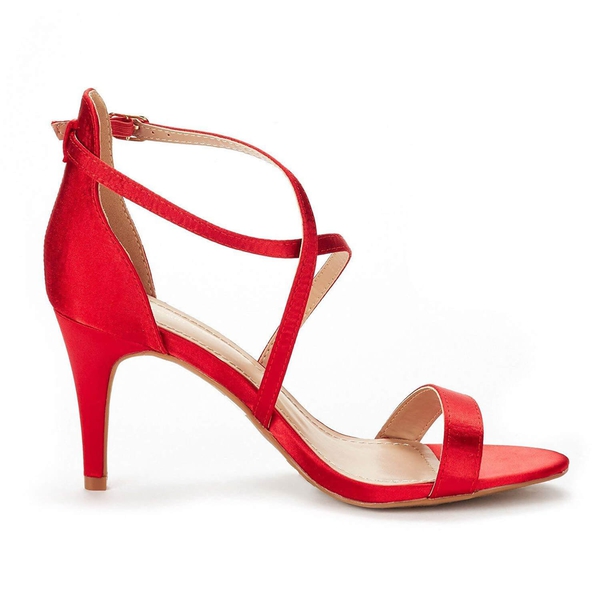 Open Toe Red Stiletto Sandals - RED - 3