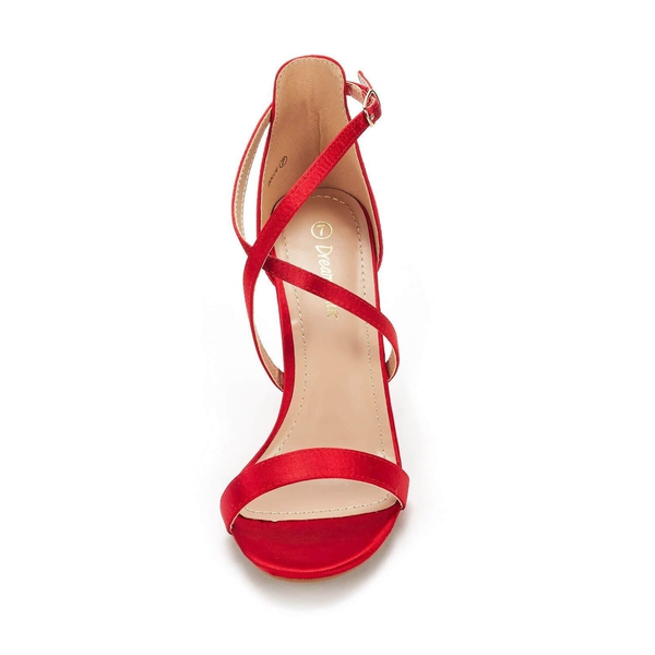 Open Toe Red Stiletto Sandals - RED - 4
