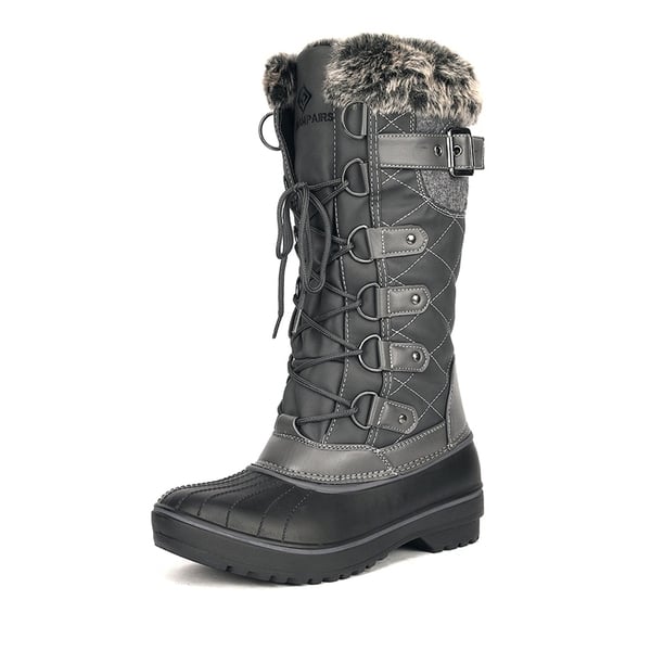 Faux Fur Lined Winter Boots - GREY -  0