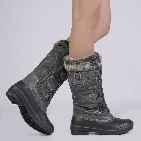 Faux Fur Lined Winter Boots - GREY - 1