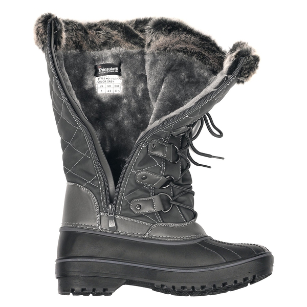 Faux Fur Lined Winter Boots - GREY - 4