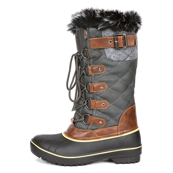 Faux Fur Lined Winter Boots - KHAKI - 3