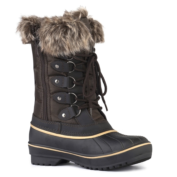 Lace Up Walking Snow Boots - BROWN - 3
