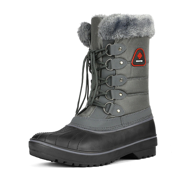 Lace Up Walking Snow Boots - GREY -  0