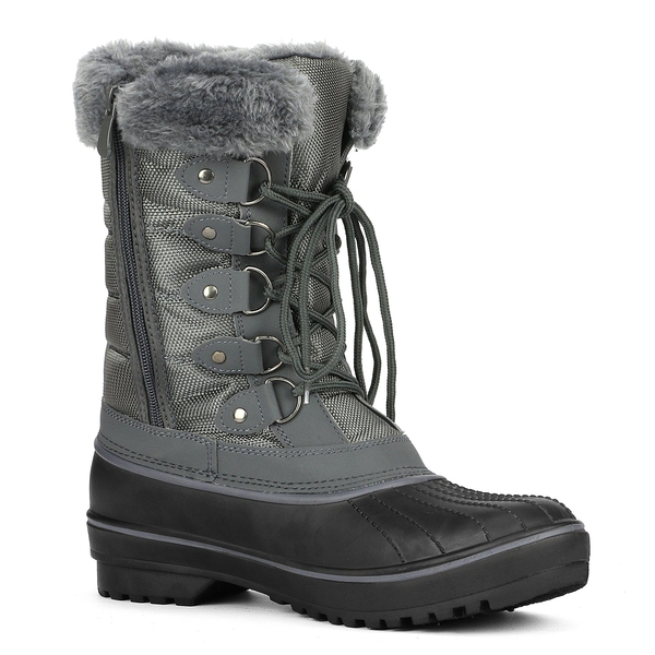 Lace Up Walking Snow Boots - GREY - 3