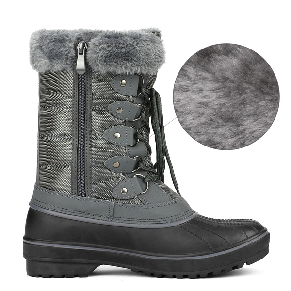 Lace Up Walking Snow Boots - GREY - 4