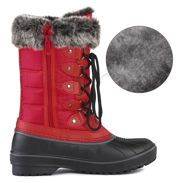 Lace Up Walking Snow Boots - RED - 4