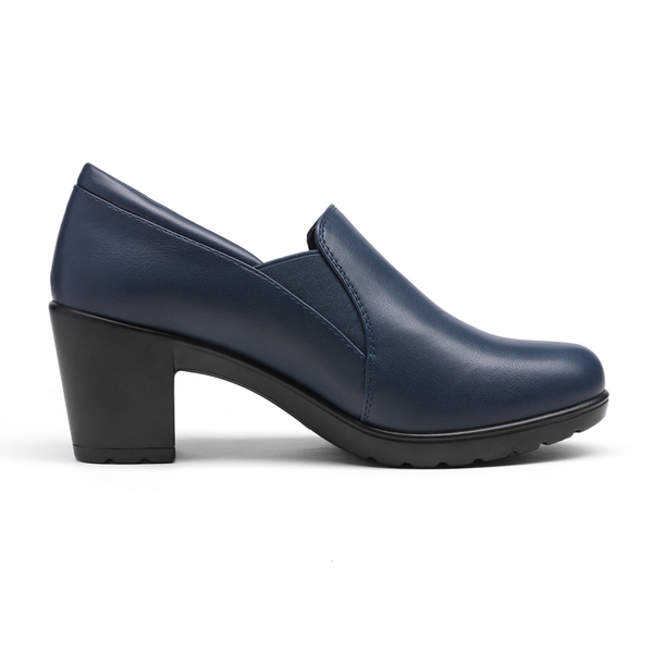 Comfortable Round Toe Block Heel Pumps - NAVY - 1