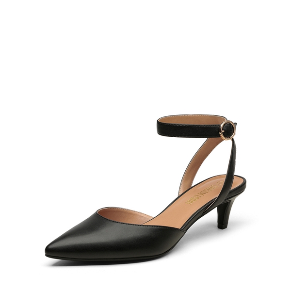Ankle Strap Low Heel Pumps - BLACK -  0
