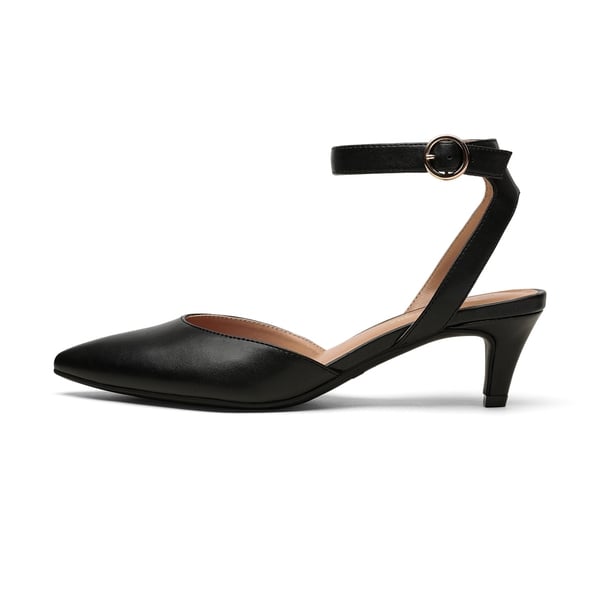 Ankle Strap Low Heel Pumps - BLACK - 2