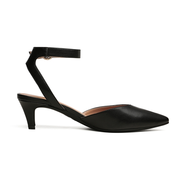 Ankle Strap Low Heel Pumps - BLACK - 3