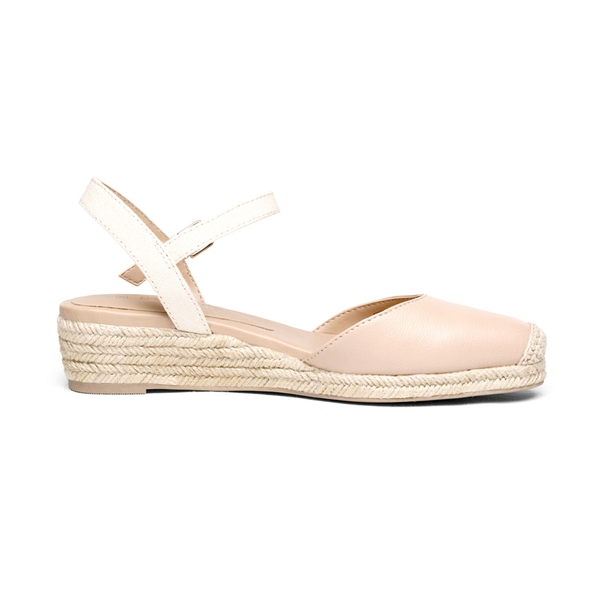 Ankle Strap Closed-Toe Espadrille Wedges - APRICOT - 2